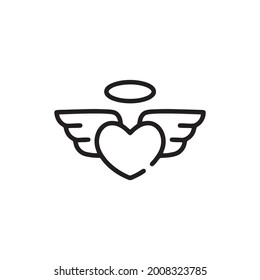 Black and white love angel icon design