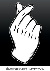 Black white love finger. Premium vector