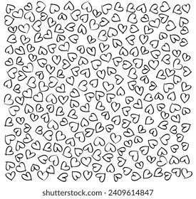Ilustración del patrón cardíaco de amor blanco y negro. Textura de fondo del día de San Valentín con corazones pequeños de burbujas. Ilustración vectorial.