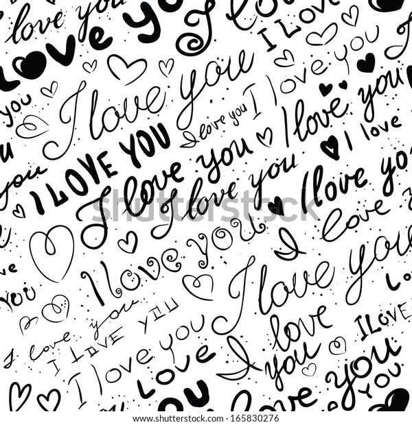 Black White Love Seamless Valentines Background Royalty Free