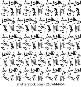 Black and white love typography background