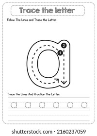 Black And white, Lowercase letter Tracing For Pre-school Kids with Arrow Direction a