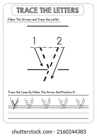 Black And white, Lowercase letter Tracing For Pre-school Kids with Arrow Direction y