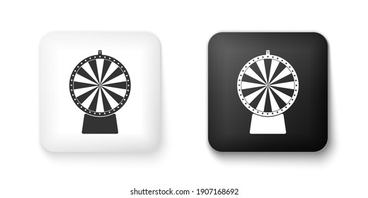 Black and white Lucky wheel icon isolated on white background. Square button. Vector.
