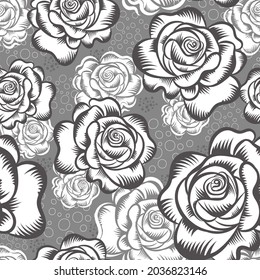 Patrón impecable de lujo blanco y negro con rosas. Patrón de ornamento vectorial. Elementos Paisley. Excelente para tela, invitación, papel pintado, decoración, embalaje o cualquier idea deseada.