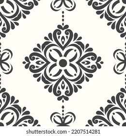 Black and white luxury vector seamless pattern. Ornament, Traditional, Ethnic, Arabic, Turkish, Indian motifs. Great for fabric and textile, wallpaper, packaging design or any desired idea. 