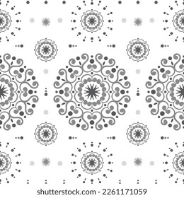 Schwarz-Weiß Luxus-Vektorgrafik nahtlos Muster. Ornament, Traditionelle, ethnische, arabische, türkische, indische Motive. Ideal für Gewebe und Textilien, Tapeten, Verpackungsdesign oder jede erwünschte Idee. 