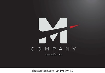 ilustración vectorial del diseño del icono del logotipo de la letra M en blanco negro. Plantilla de flecha roja creativa para empresa o negocio