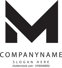 black and white m letter, technology logo, company or brand name icon