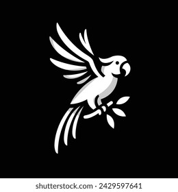 Black and White Macaw Vector Illustration
