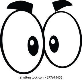 Black And White Mad Cartoon Eyes. Vector Illustration Isolated on white