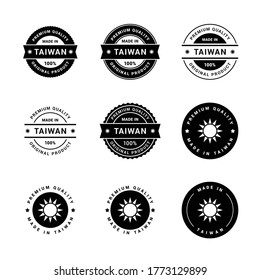 Black white made in Taiwan vector badge.