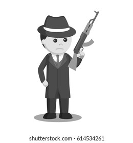 Black White Mafia Holding Rifle Black Stock Vector (Royalty Free ...