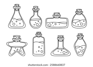 Black and White Magic Potion Bottles