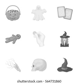 Black and white magic set icons in monochrome style. Big collection of black and white magic vector symbol stock illustration