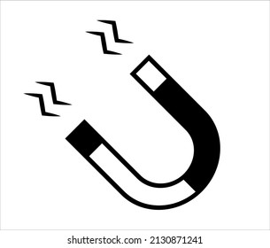 Black and white magnet icon. Magnetic equipment illustration