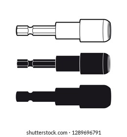 Black and white magnetic screwdriver Bit Holder icon. Vector concept illustration for design.