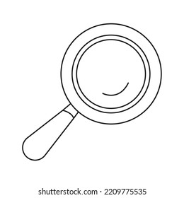 Black and white magnifying glass icon. School supplies.