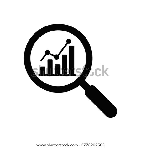 Black and White Magnifying Glass Over Bar Graph data analysis