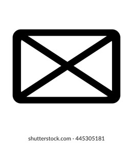 black and white mail envelope sign over isolated background, vector illustration