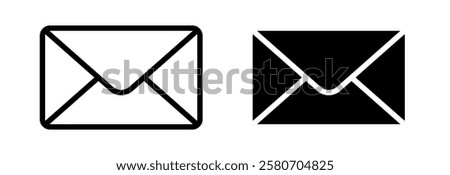 Black and white mail icon. Vector illustration.