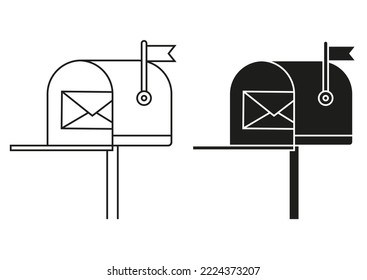 Black And White Mailbox Flat Icon Vector