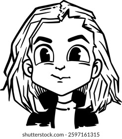 black and white male character, line art, vector, illustration, sketch