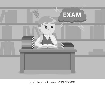 black and white male student worrying about his exam black and white style