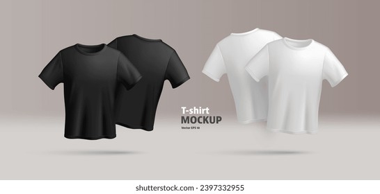 Black and white male t-shirt mockup front and back with place for print show case