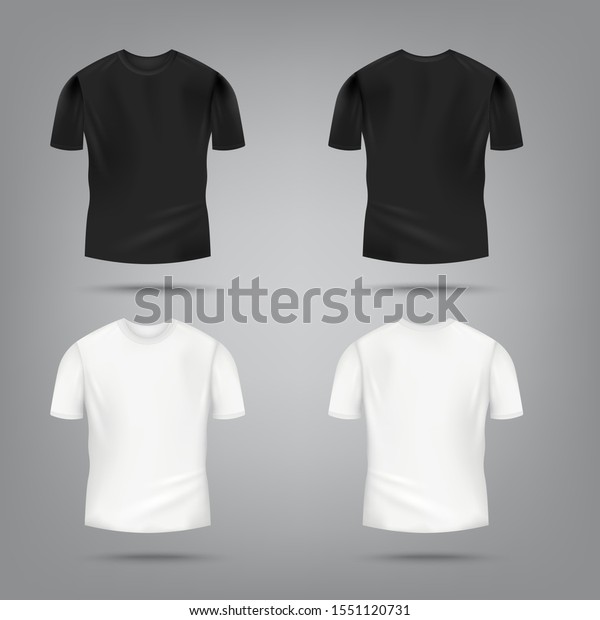 Download Black White Male Tshirt Mockup Set Stock Vector Royalty Free 1551120731 PSD Mockup Templates