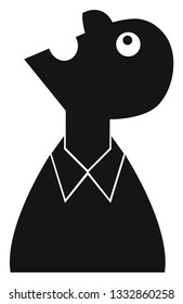 Black and white man character, scared, in distress, vector illustration