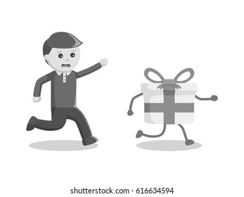 black and white man chasing run away gift black and white style