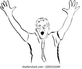 Black and white man shouting vector