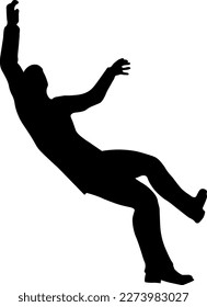 black and white man silhouette. falling man