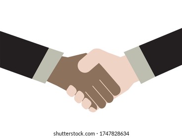 black and white man in suit make a deal and peace together vector