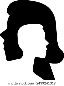 Black and white man and woman profile silhouette