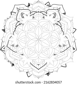 Black and white mandala art for coloring