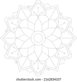Black and white mandala art for coloring