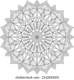 Black and white mandala art for coloring