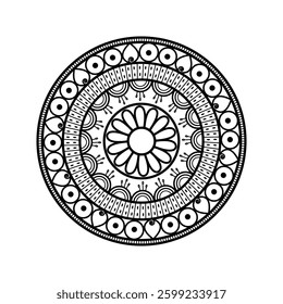 Black and White Mandala Art with Spiritual Symbolism and Meditation Focus