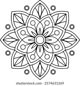 A black and white mandala art vector design