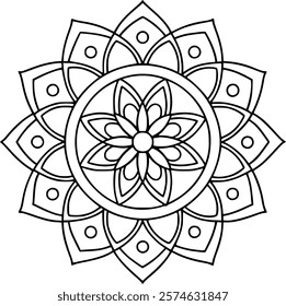 A black and white mandala art vector design