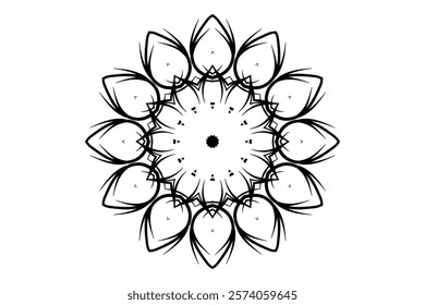 Black and White Mandala Artwork with Detailed Circular Patterns on a White Background	
