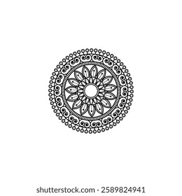 Black and White Mandala Artwork with Intricate Patterns Geometric Shapes Floral Motifs Concentric Circles Symmetrical Design Ornate Details Zentangle Style Sacred Geometry Monochrome Illustration