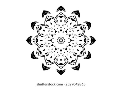 Black and white mandala artwork showcasing detailed patterns and artistic beauty on a white backdrop
