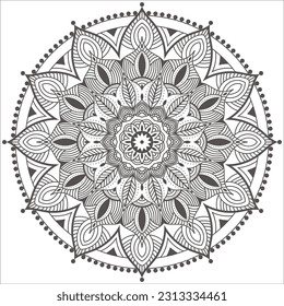 black and white mandala background design vector