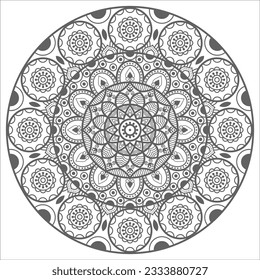 black and white mandala background design vector