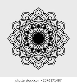 Black And White Mandala, A Beautiful Symmetry of Floral Patterns and Geometric Precision