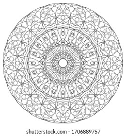 Black and white Mandala. Coloring book page. Outline doodle vector illustration. Decorative ornament in ethnic oriental style. Design for decoration greeting cards and tattoo. Kaleidoscope, medallion.