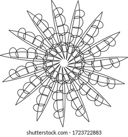 black and white mandala. coloring book for adults. black outline. calmness. Monochrome Beautiful Decorative Ornate. Floral Ethnic Indian Amulet. Art Deco, Paisley Garden Style Design Element. Abstract